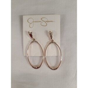 Jessica Simpson Rose Gold-Tone Stone Crown Hoop Earrings New!
